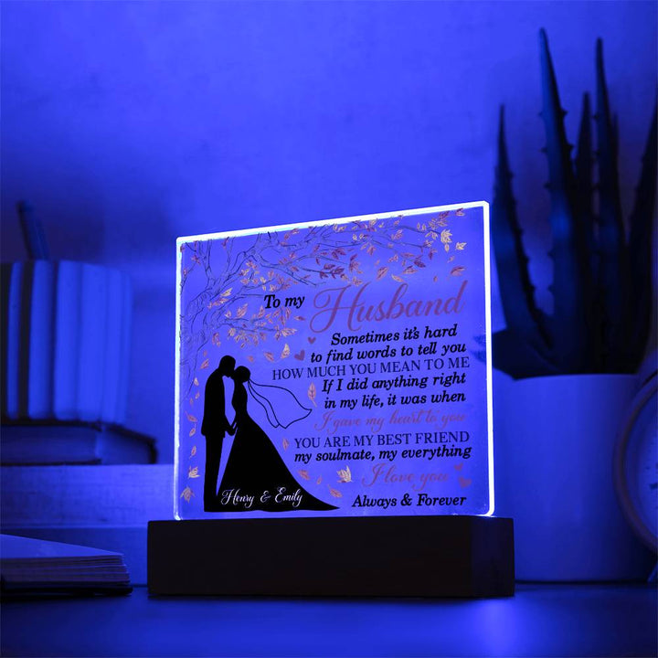 Romantic light up acrylic plaque Valentine gift