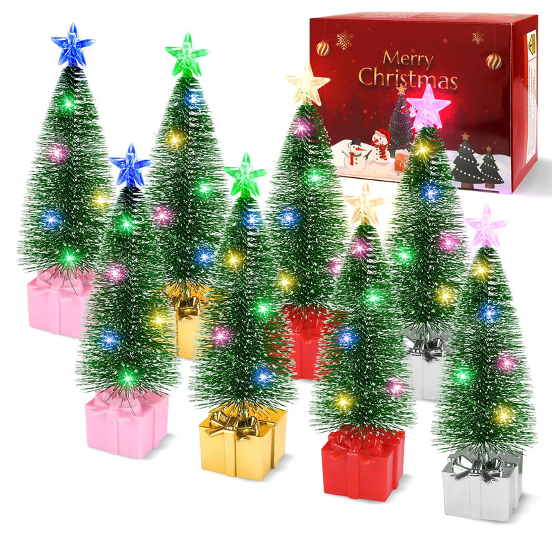 Mini Christmas Trees with Lights (8-Pack) – 7.1