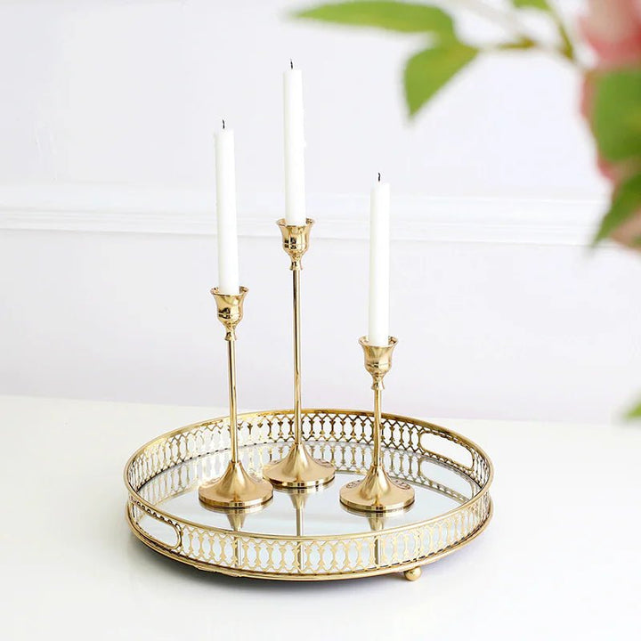 Elegant Vintage Gold Candle Holder – Antique Finish Centerpiece for Taper, Pillar & Votive Candles - Whimsical Shoppe