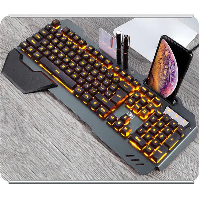 Ergonomic Mechanical Keyboard – RGB Backlit, Metal Build, Waterproof (Black/White) - Whimsical Shoppe
