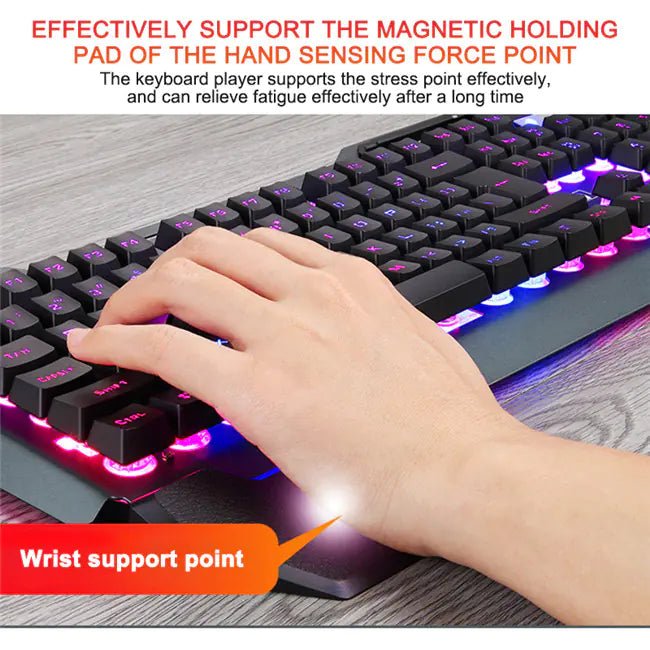 Ergonomic Mechanical Keyboard – RGB Backlit, Metal Build, Waterproof (Black/White) - Whimsical Shoppe