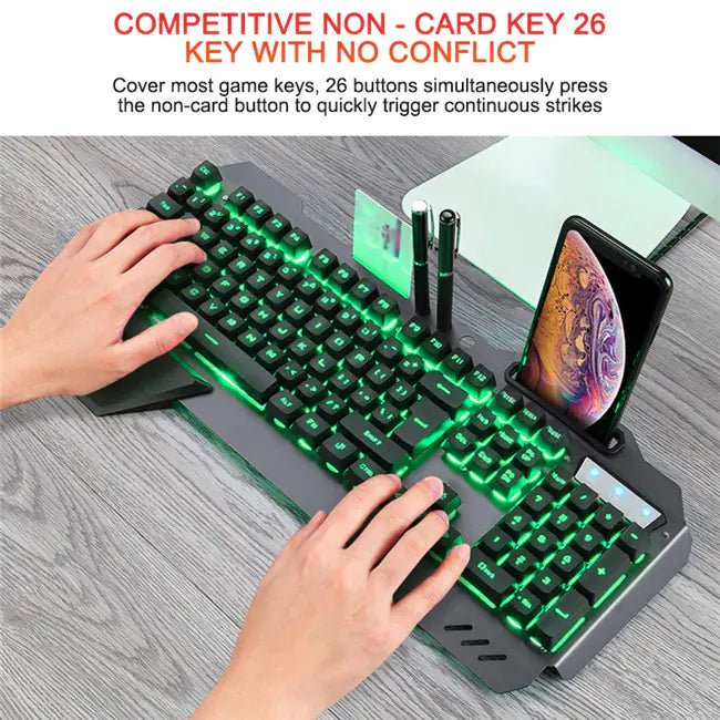 Ergonomic Mechanical Keyboard – RGB Backlit, Metal Build, Waterproof (Black/White) - Whimsical Shoppe