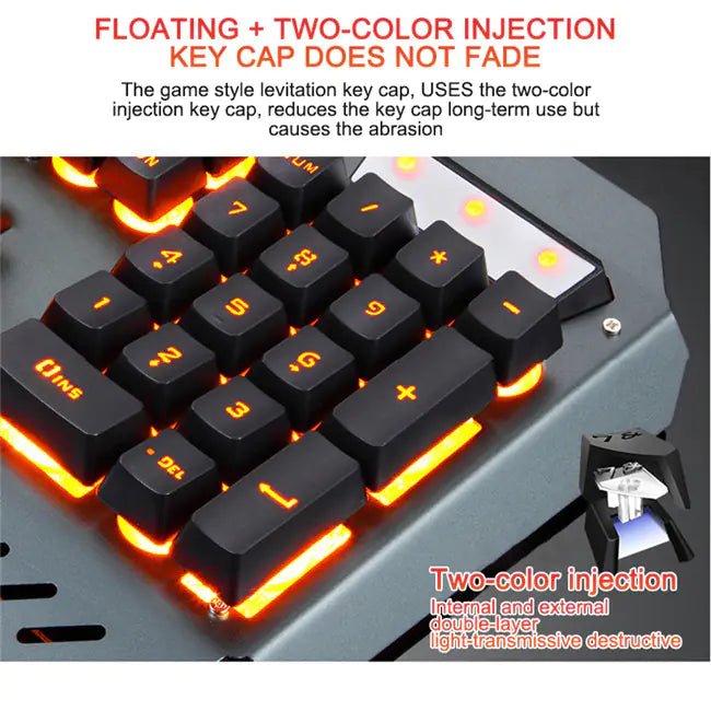 Ergonomic Mechanical Keyboard – RGB Backlit, Metal Build, Waterproof (Black/White) - Whimsical Shoppe