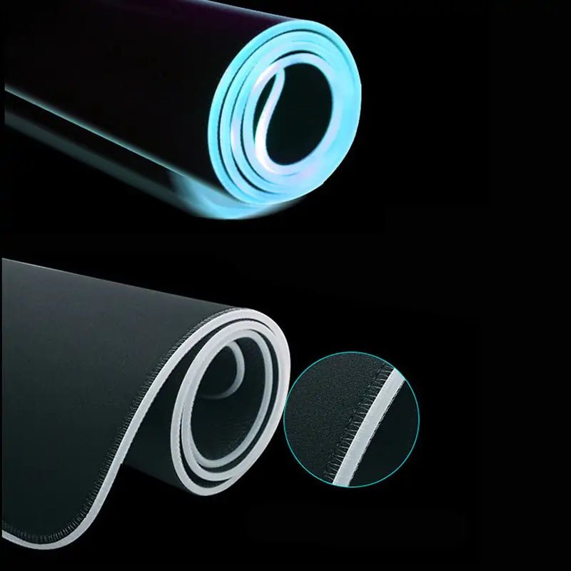 Extended RGB mouse pad for gamers! Features bright LED lighting, gel - filled wrist rest, non - slip base, and built - in USB hub (1x or 4x ports). Ultimate ergonomic setup. - Whimsical Shoppe