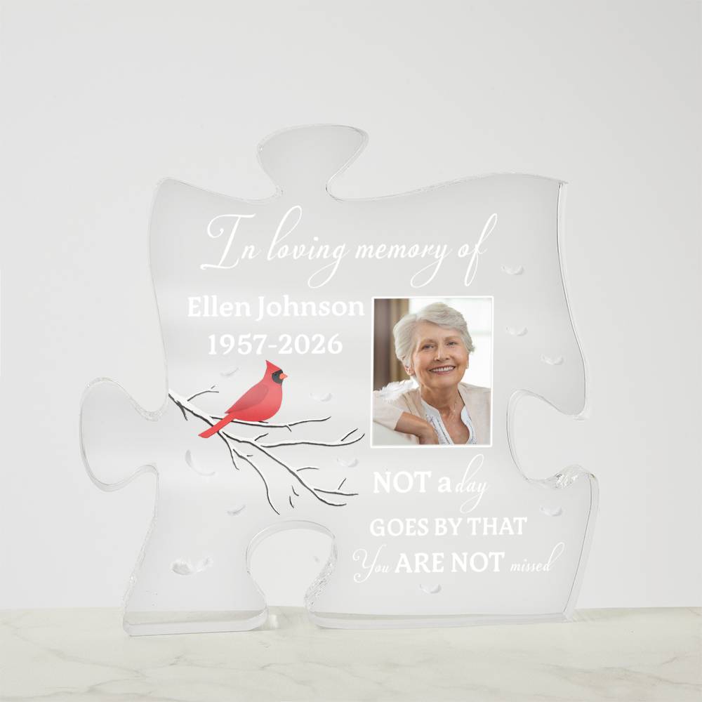 Personalized Memorial Acrylic Puzzle Plaque – Custom Photo In Loving Memory Keepsake Gift for Loss of Loved One