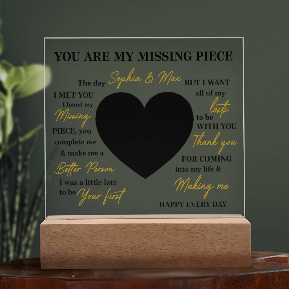 Personalized Valentine Photo LED Acrylic Plaque – Custom Names & Picture Heart Light-Up Gift for Couples