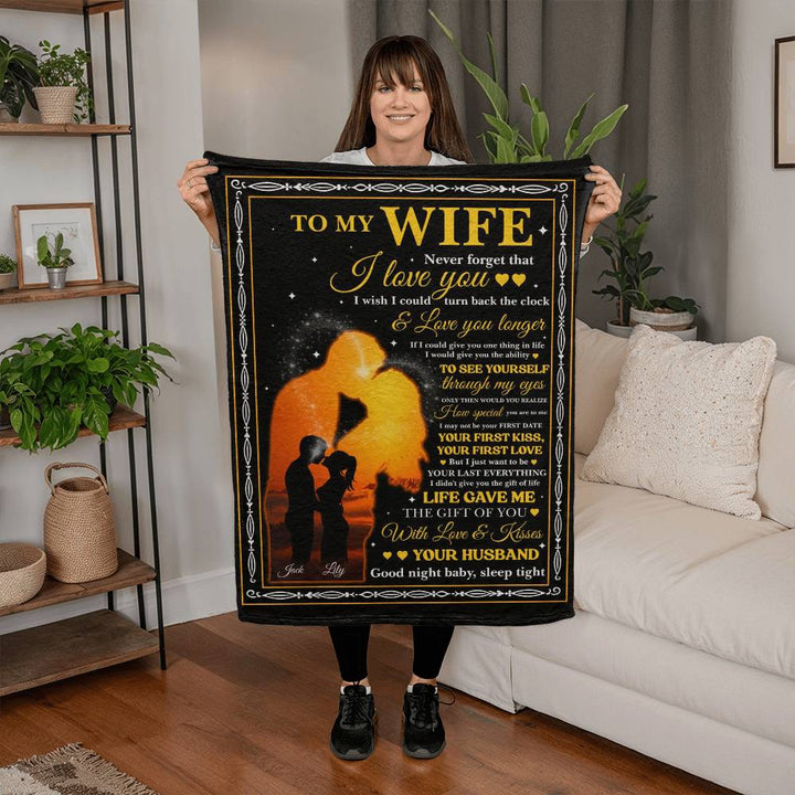 To My Wife Romantic Wall Art Gift from Husband – Love Message Print with Sunset Silhouette, Meaningful Anniversary or Wedding Keepsake