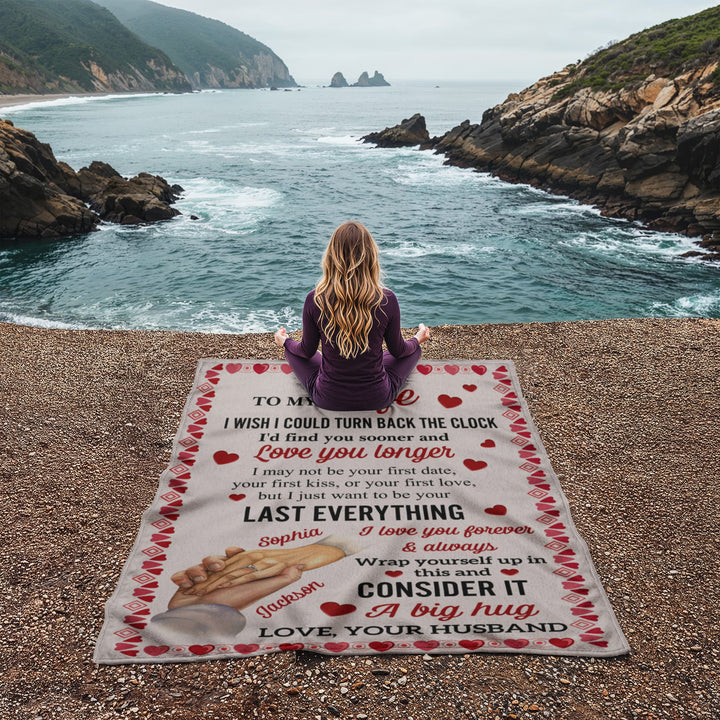 Personalized Valentine Blanket for Wife – “To My Wife” Coral Fleece Blanket with Custom Name, Romantic Gift