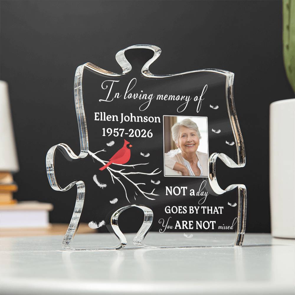 Personalized remembrance acrylic puzzle plaque for loss of mother or grandmother