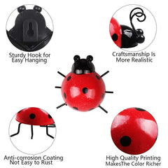 Metal Ladybug Wall Art – Indoor & Outdoor Garden Decor in Red, Green, Yellow, and Blue