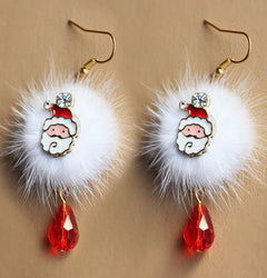 Christmas and Reindeer Dangle & Stud Earrings - Crystal & Gold Tone