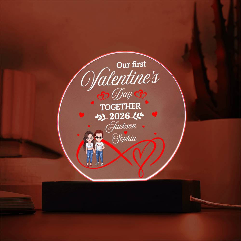 Valentine LED acrylic circle plaque with custom clipart