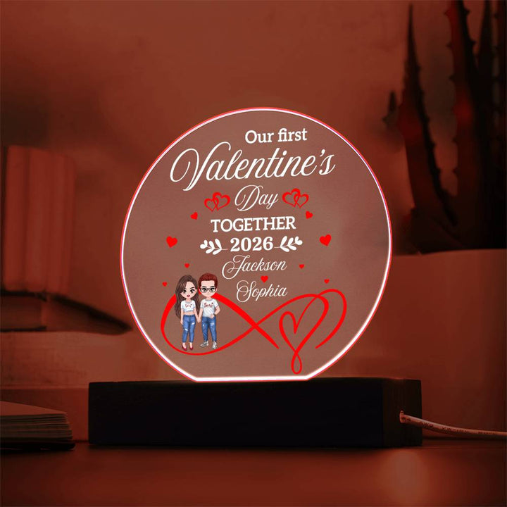 Valentine LED acrylic circle plaque with custom clipart