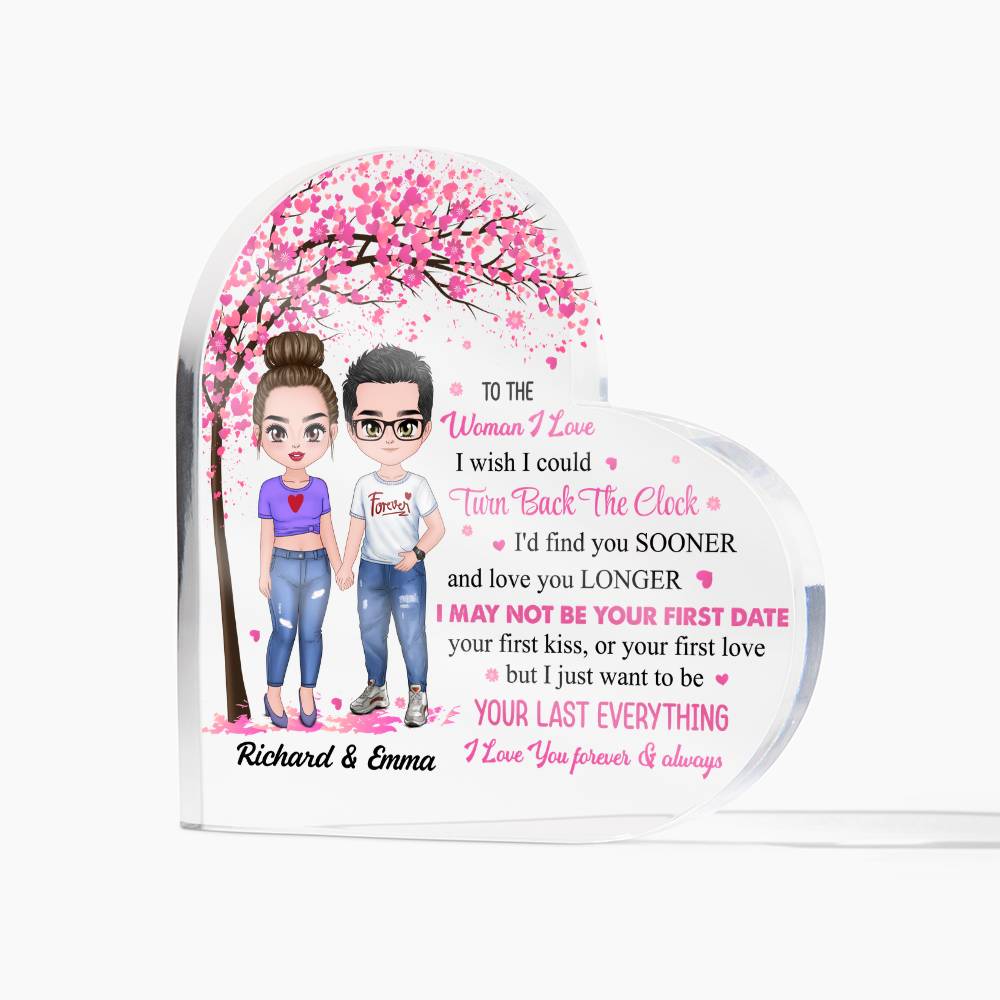 Personalized Valentine Heart Acrylic Plaque – Custom Couple Name & Clipart Romantic Gift for Girlfriend, Wife or Partner