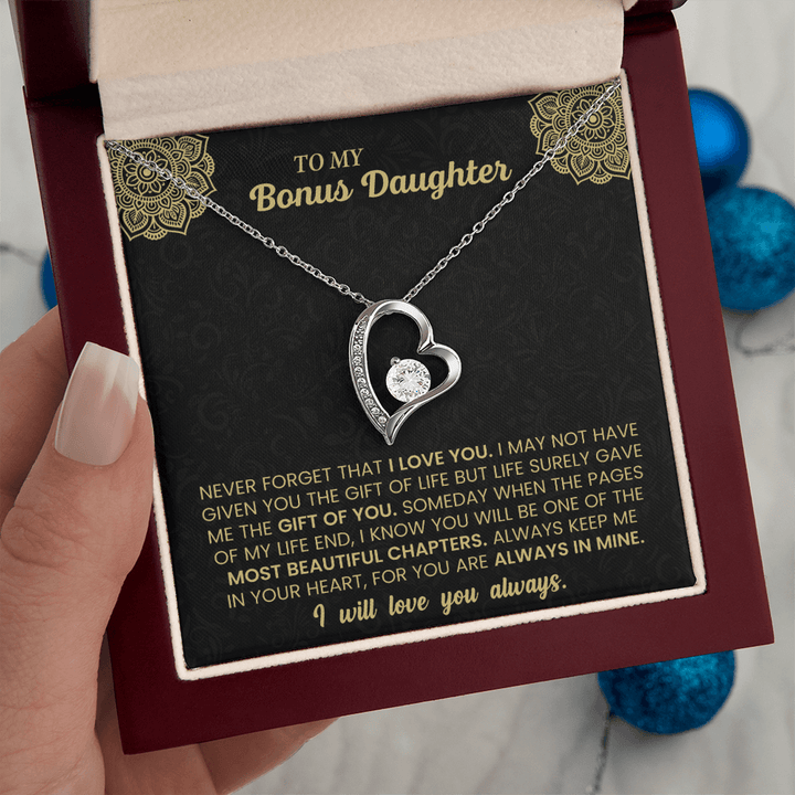 Forever Love Necklace for Bonus Daughter – Meaningful Gift from Stepparent, Symbol of Unconditional Love - Whimsical Shoppe