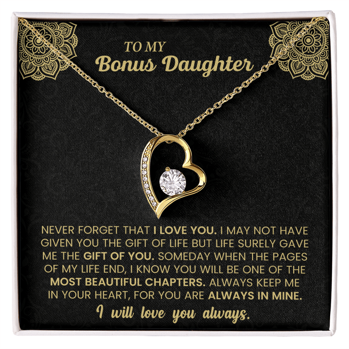 Forever Love Necklace for Bonus Daughter – Meaningful Gift from Stepparent, Symbol of Unconditional Love - Whimsical Shoppe
