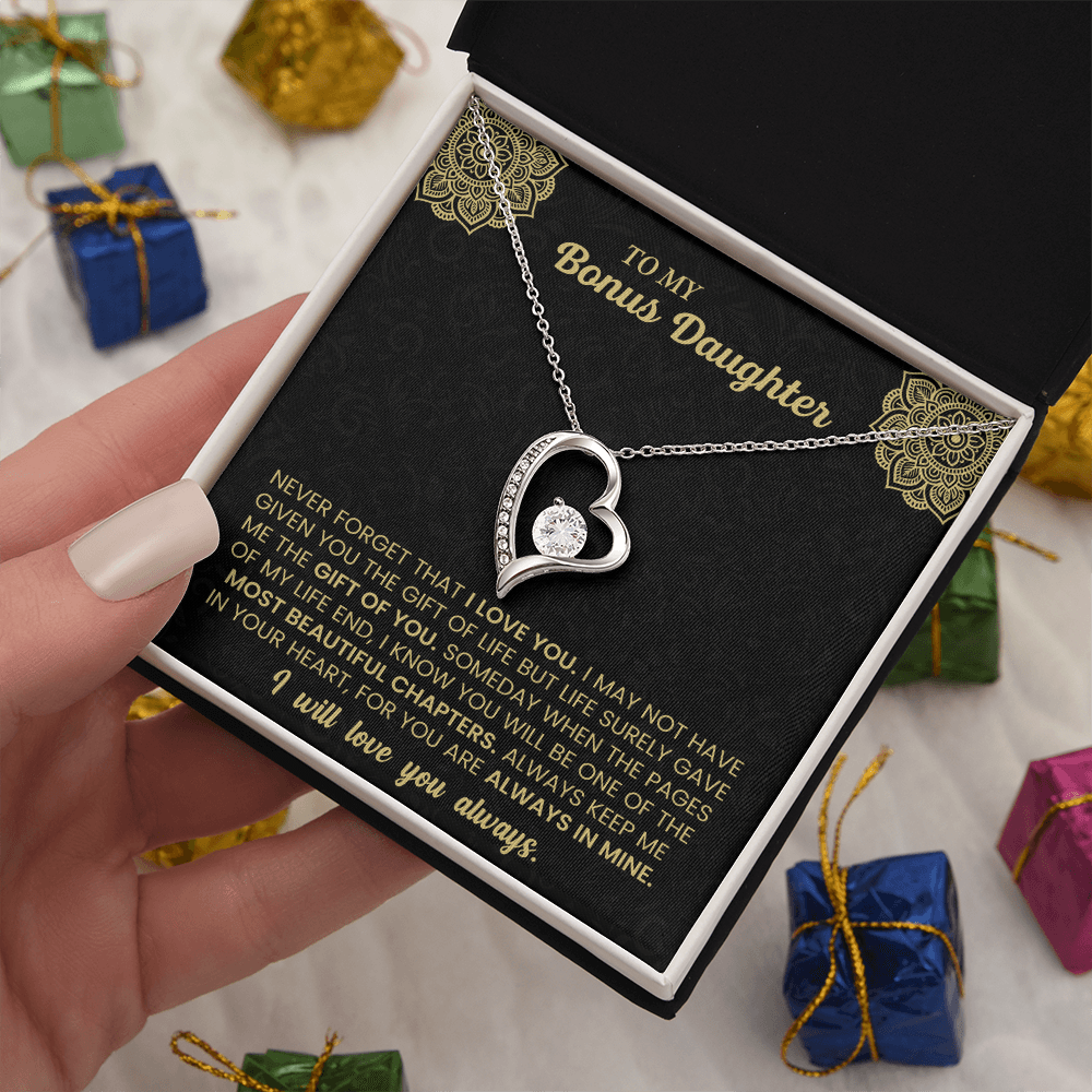 Forever Love Necklace for Bonus Daughter – Meaningful Gift from Stepparent, Symbol of Unconditional Love - Whimsical Shoppe