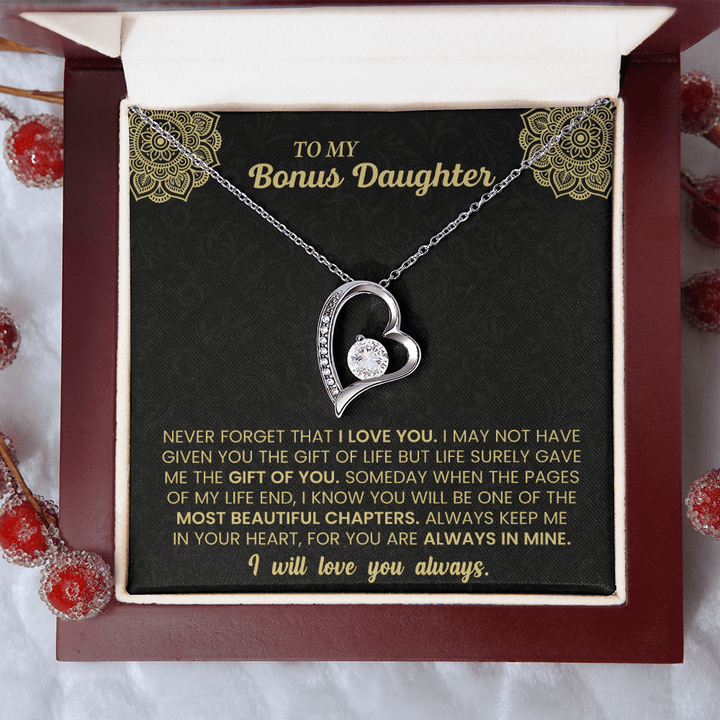 Forever Love Necklace for Bonus Daughter – Meaningful Gift from Stepparent, Symbol of Unconditional Love - Whimsical Shoppe