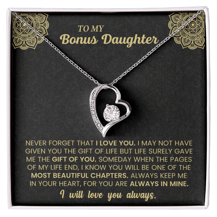 Forever Love Necklace for Bonus Daughter – Meaningful Gift from Stepparent, Symbol of Unconditional Love - Whimsical Shoppe