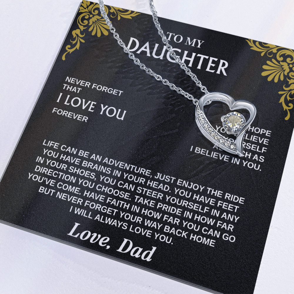 Forever Love Necklace for Daughter – Meaningful Gift from Dad, Symbol of Love, Faith & Guidance - Whimsical Shoppe