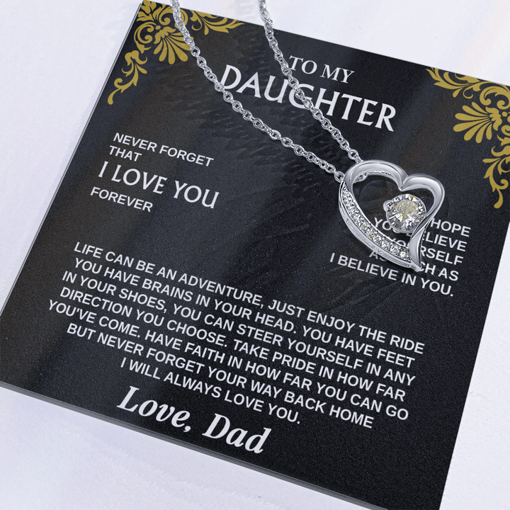 Forever Love Necklace for Daughter – Meaningful Gift from Dad, Symbol of Love, Faith & Guidance - Whimsical Shoppe