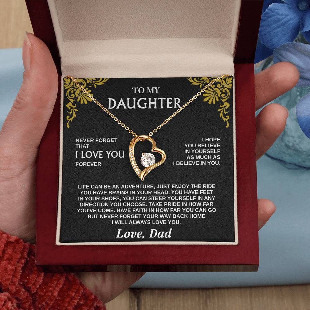 Forever Love Necklace for Daughter – Meaningful Gift from Dad, Symbol of Love, Faith & Guidance - Whimsical Shoppe