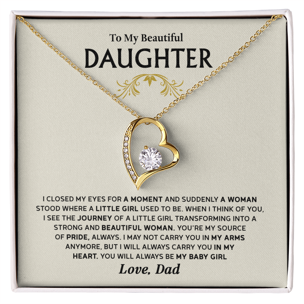 Forever Love Necklace for Daughter – Meaningful Gift from Dad, Symbol of Pride, Love & Growing Up - Whimsical Shoppe