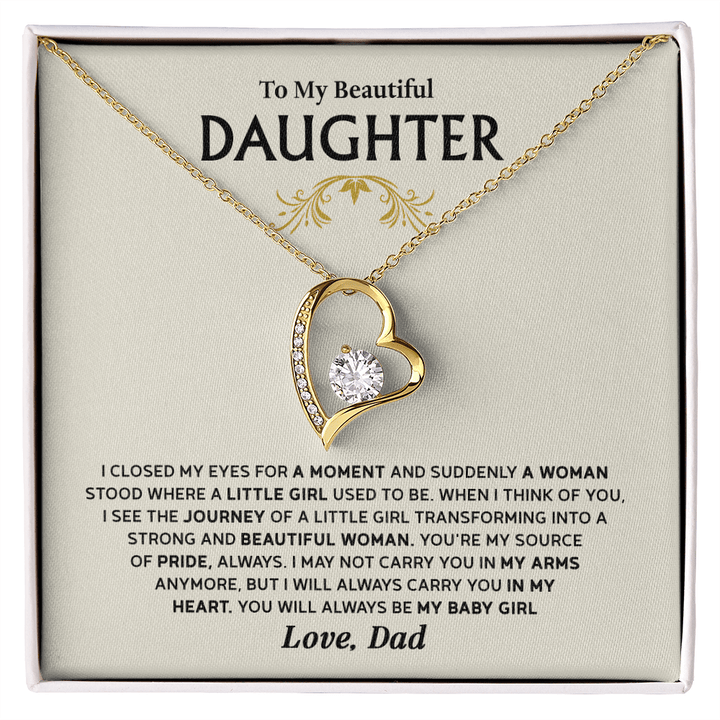 Forever Love Necklace for Daughter – Meaningful Gift from Dad, Symbol of Pride, Love & Growing Up - Whimsical Shoppe