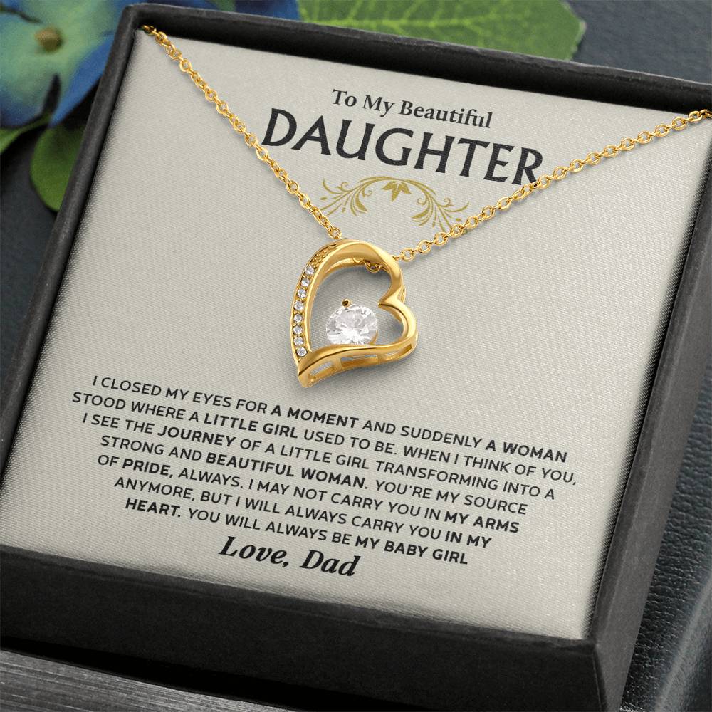 Forever Love Necklace for Daughter – Meaningful Gift from Dad, Symbol of Pride, Love & Growing Up - Whimsical Shoppe