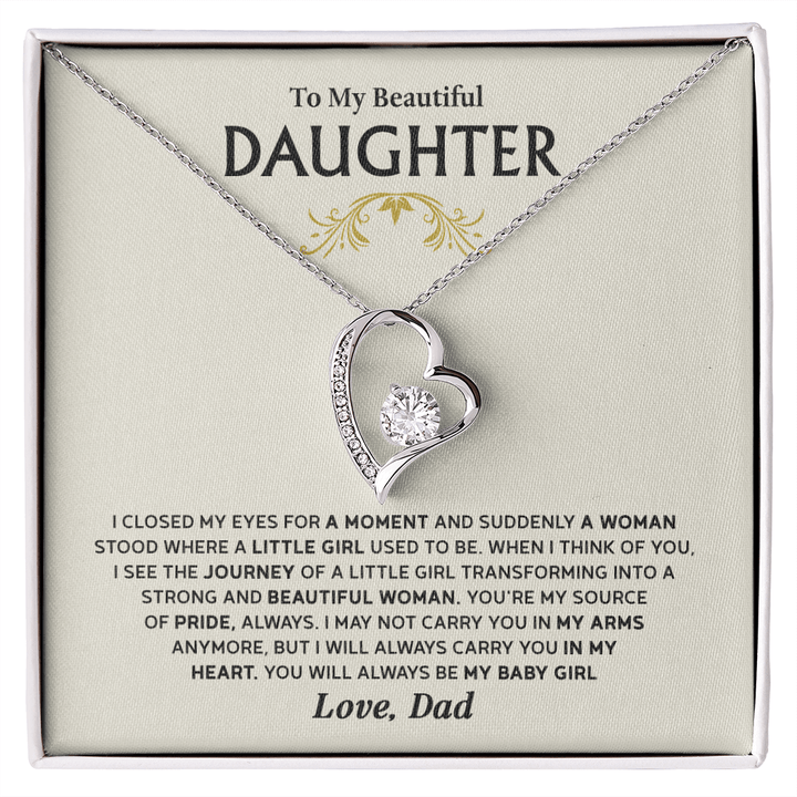 Forever Love Necklace for Daughter – Meaningful Gift from Dad, Symbol of Pride, Love & Growing Up - Whimsical Shoppe