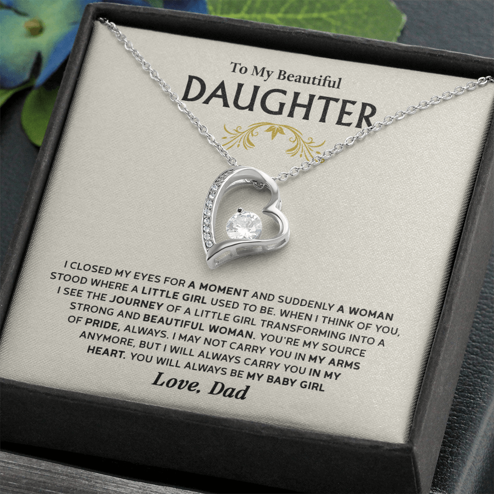 Forever Love Necklace for Daughter – Meaningful Gift from Dad, Symbol of Pride, Love & Growing Up - Whimsical Shoppe