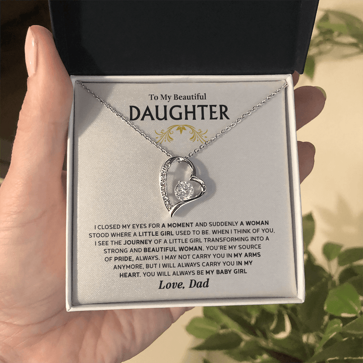 Forever Love Necklace for Daughter – Meaningful Gift from Dad, Symbol of Pride, Love & Growing Up - Whimsical Shoppe