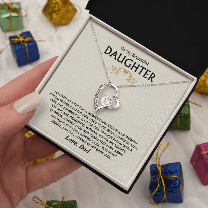 Forever Love Necklace for Daughter – Meaningful Gift from Dad, Symbol of Pride, Love & Growing Up - Whimsical Shoppe