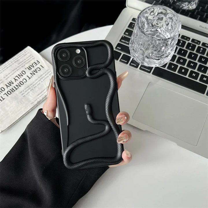 Glossy Snake Phone Case – Electroplated Hollow Design, Shockproof with Lens Protection (Multiple Models)