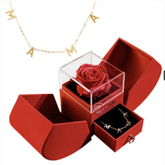 Christmas Jewelry Box Necklace Set with Soap Flowers & Card