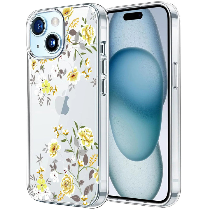 Gyehuo iPhone 15 Plus Case – Clear Soft Shockproof Cover with Yellow Flower Print (6.7") - Whimsical Shoppe