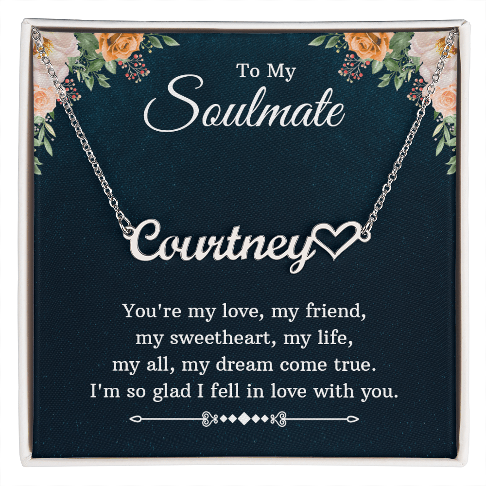 Heart Name Necklace – For Soulmate | Personalized Script Pendant, Custom Romantic Gift - Whimsical Shoppe