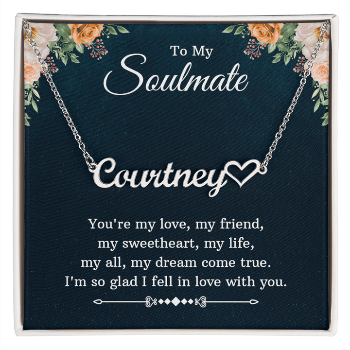 Heart Name Necklace – For Soulmate | Personalized Script Pendant, Custom Romantic Gift - Whimsical Shoppe