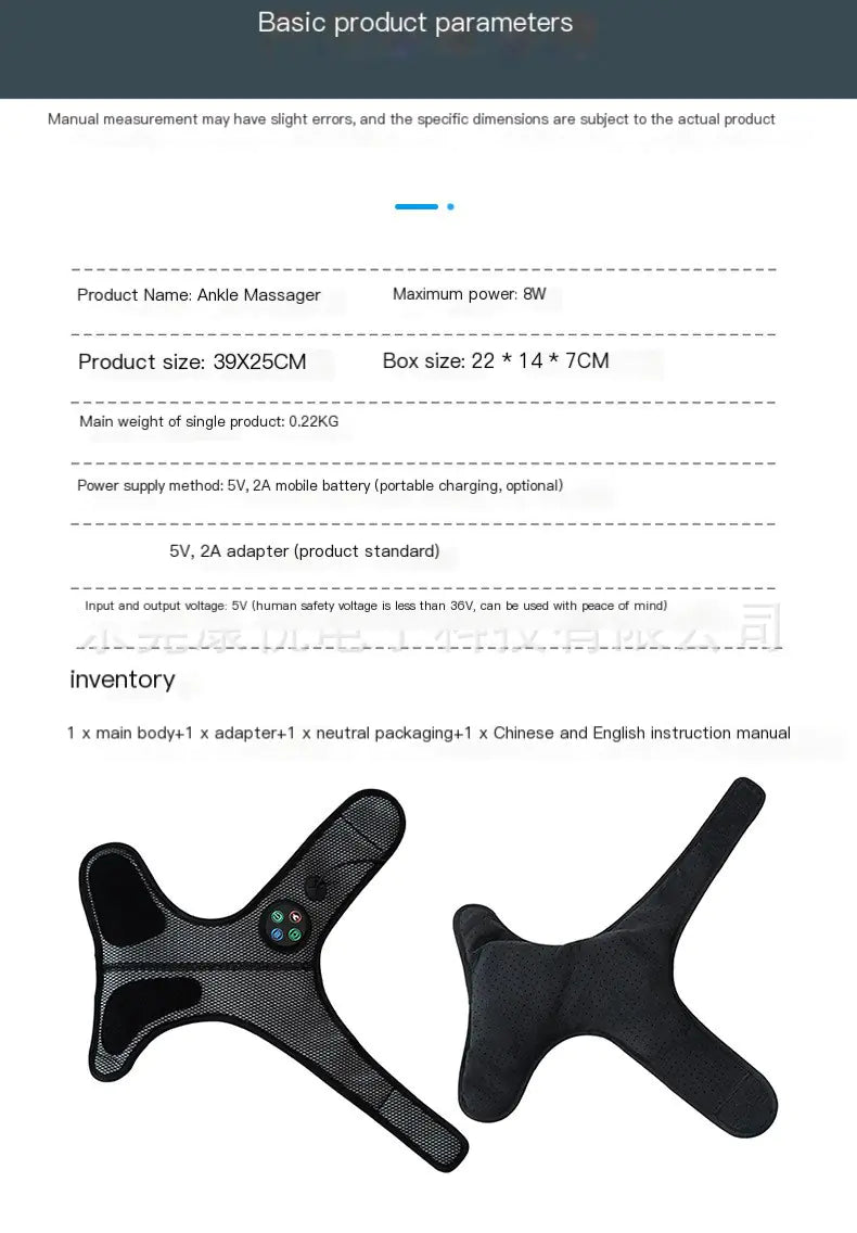 Heated Vibration Ankle Massager – Infrared Compression Therapy for Pain Relief & Recovery (USB Rechargeable, 0.28 kg) - Whimsical Shoppe