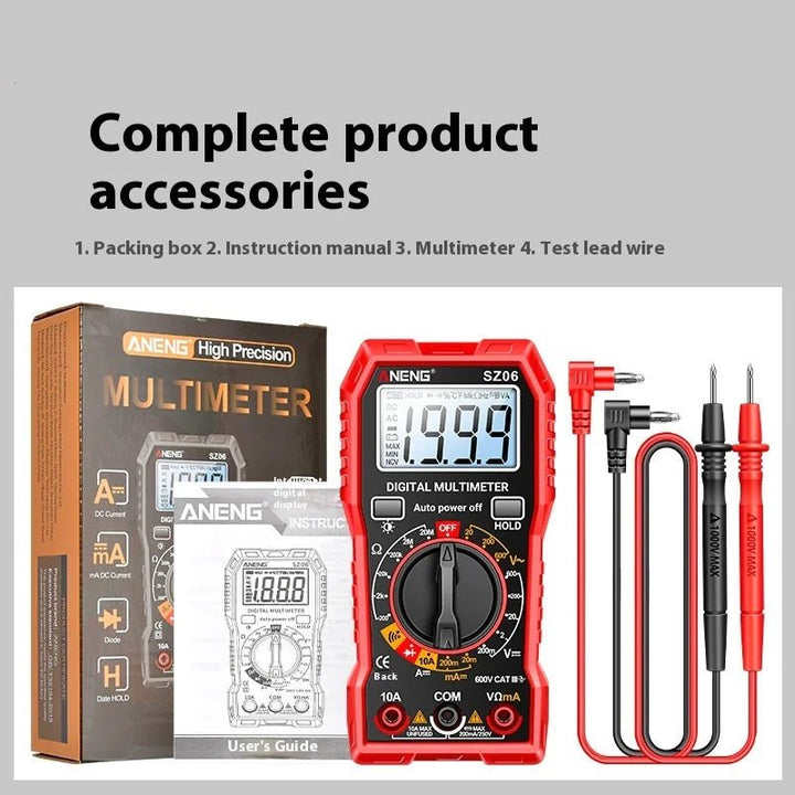 High - Precision Digital Multimeter – 600V AC/DC Voltage, Current & Resistance Tester with Clear Display - Whimsical Shoppe