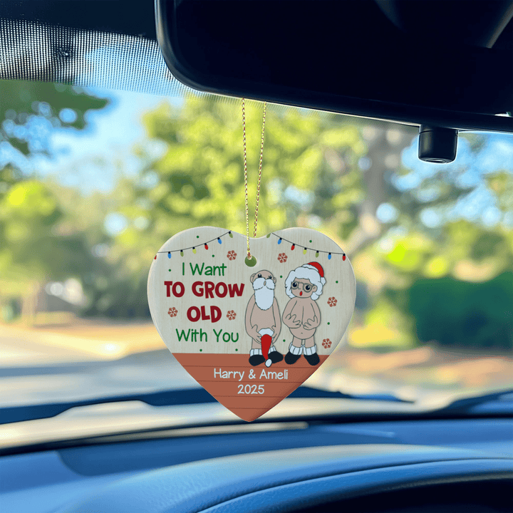 I Want To Grow Old With You - Personalized Ceramic Heart Ornament - Whimsical Shoppe