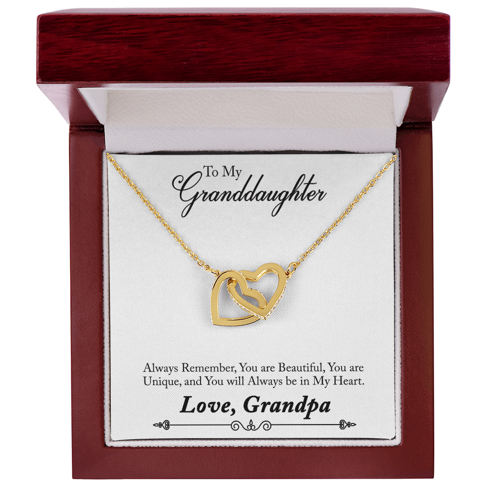 Interlocking Hearts Necklace - For Granddaughter From Grandpa | Adjustable, Gift - Ready Keepsake - Whimsical Shoppe