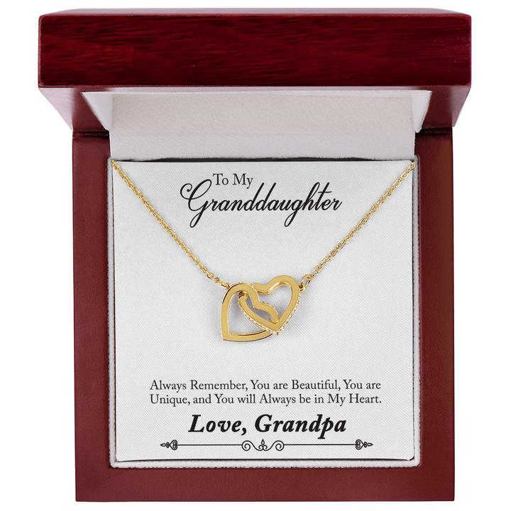 Interlocking Hearts Necklace - For Granddaughter From Grandpa | Adjustable, Gift - Ready Keepsake - Whimsical Shoppe