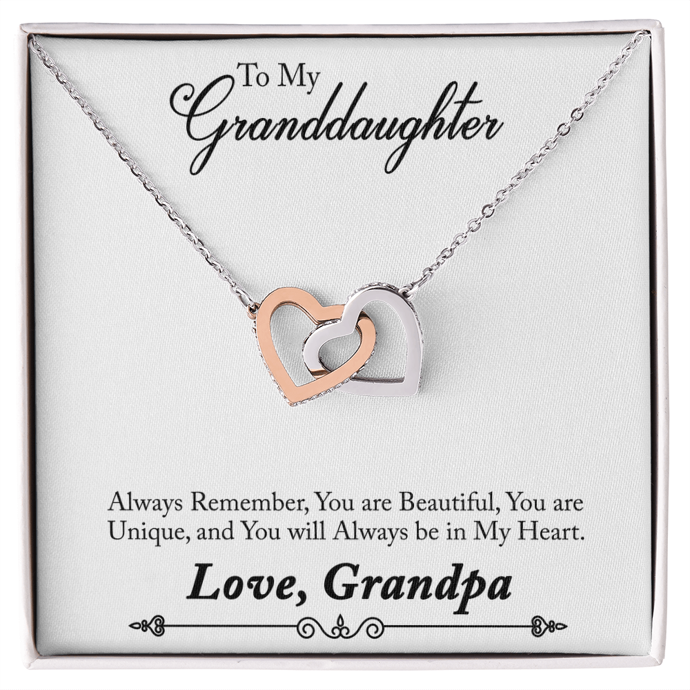 Interlocking Hearts Necklace - For Granddaughter From Grandpa | Adjustable, Gift - Ready Keepsake - Whimsical Shoppe