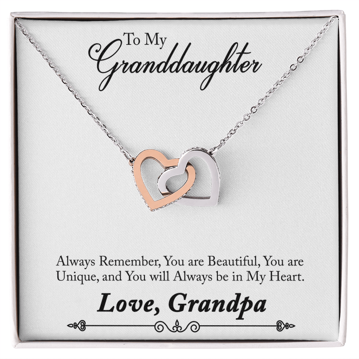 Interlocking Hearts Necklace - For Granddaughter From Grandpa | Adjustable, Gift - Ready Keepsake - Whimsical Shoppe