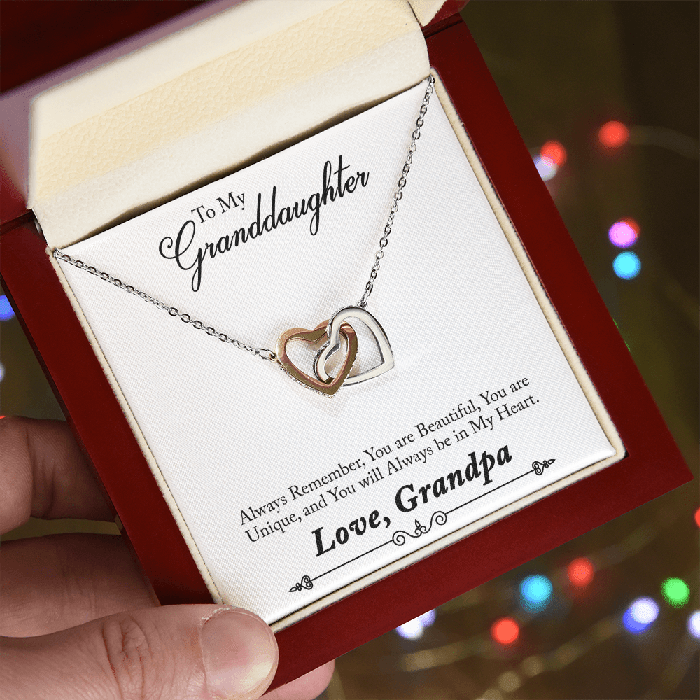 Interlocking Hearts Necklace - For Granddaughter From Grandpa | Adjustable, Gift - Ready Keepsake - Whimsical Shoppe