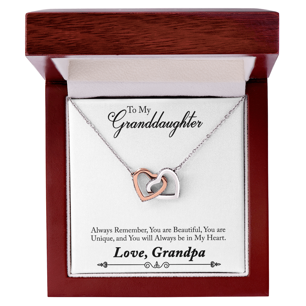 Interlocking Hearts Necklace - For Granddaughter From Grandpa | Adjustable, Gift - Ready Keepsake - Whimsical Shoppe