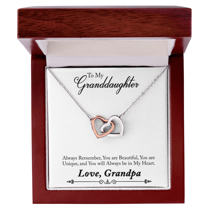 Interlocking Hearts Necklace - For Granddaughter From Grandpa | Adjustable, Gift - Ready Keepsake - Whimsical Shoppe