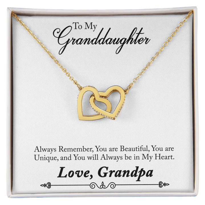 Interlocking Hearts Necklace - For Granddaughter From Grandpa | Adjustable, Gift - Ready Keepsake - Whimsical Shoppe