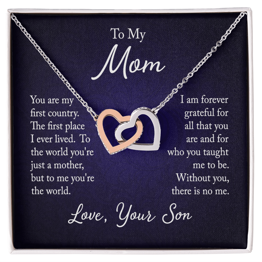 Interlocking Hearts Necklace – Gift for Mom from Son | Meaningful Mother’s Love Jewelry - Whimsical Shoppe